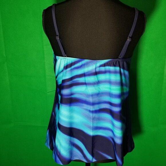 Venus Tankini Swim Top Blue Teal Womens Plus Size 18W Retro Summer Beach NWOT - Picture 3 of 6
